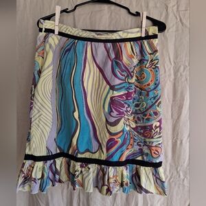 DownEast Vibrant Patterned Midi Skirt